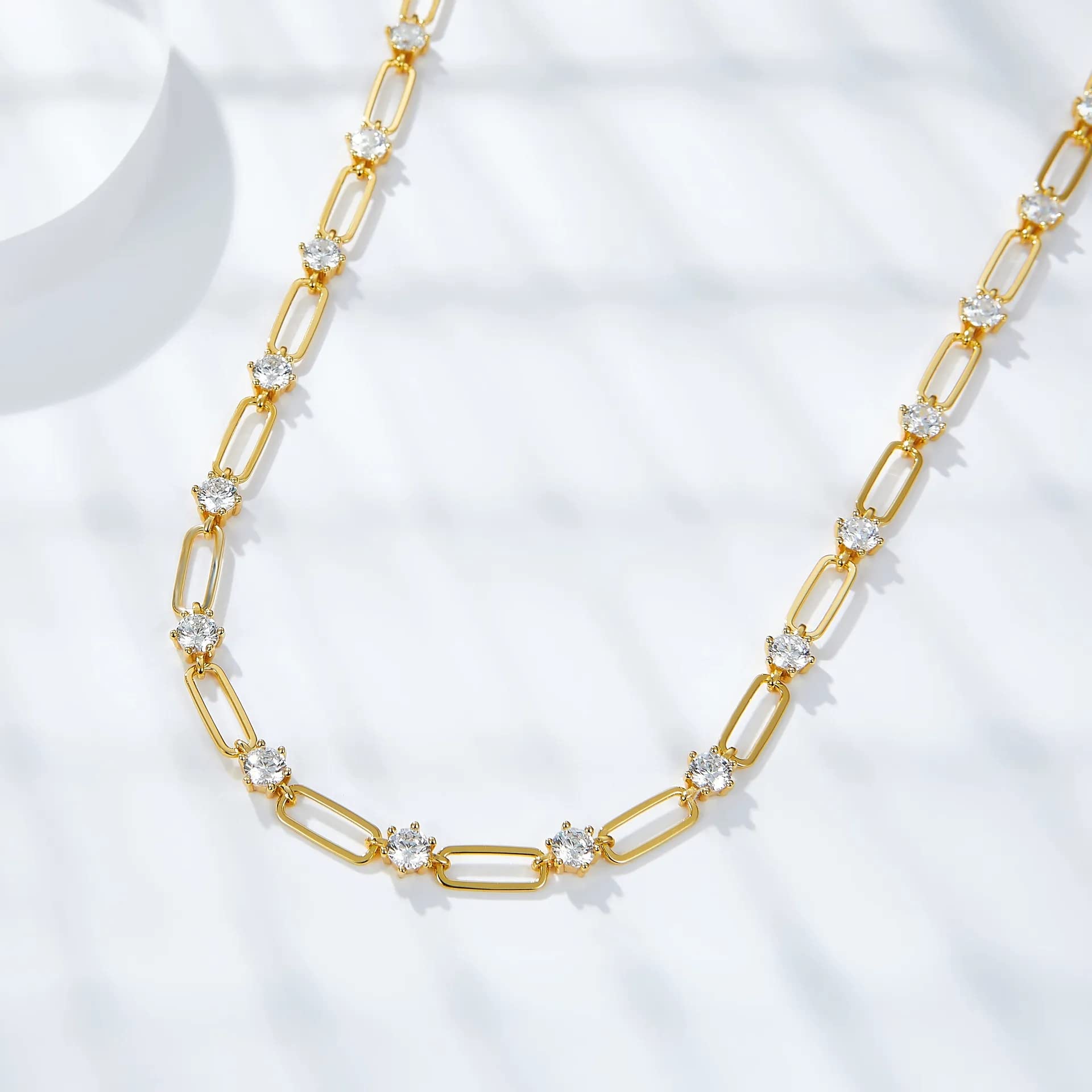 4,5 mm volle Moissanit-Halskette für Damen, 925er-Sterlingsilber, vergoldete Halskette, Halsketten, Schmuck