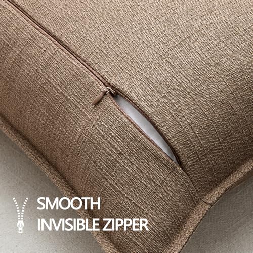 Image of MIULEE Pack of 2 Thick Textured Couch Throw Pillow Covers 18x18, Coco Brown Decorative Pillow Covers, Neutral Linen Cushion Cases for Sofa Bed Living Room Modern Farmhouse Home Decor, No Filling