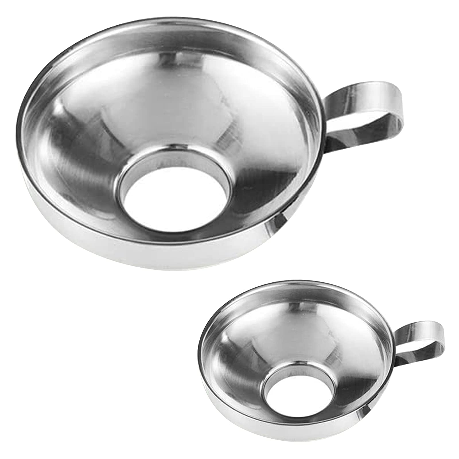 FPVERA Jam Funnel Canning Funnels Stainless Steel Kitchen Funnel With Handle 2Pcs Wide Mouth Funnel Set For Fluid Oil Powder Beans Jar Flask