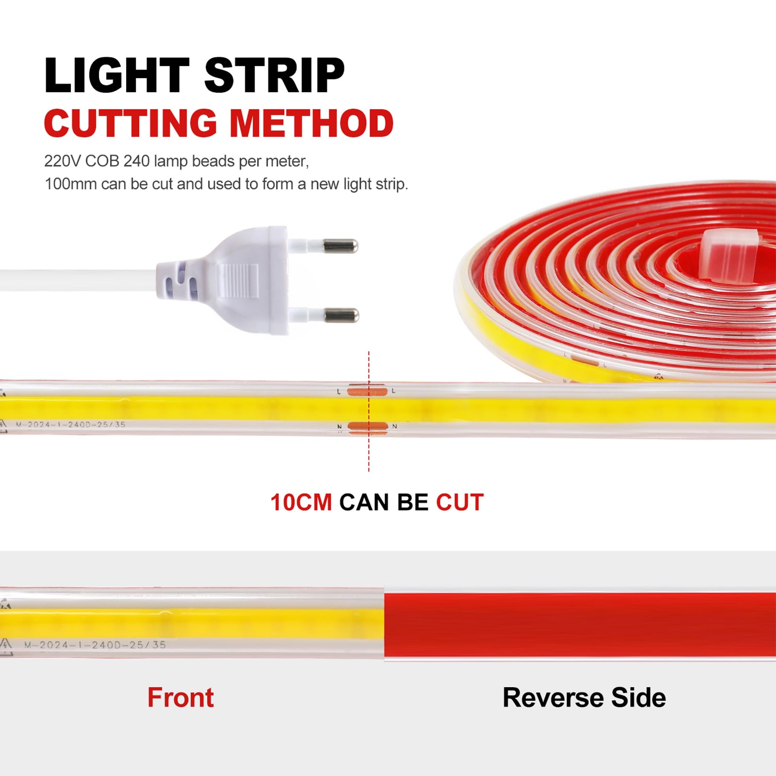 COB LED Band 35M AC220-240V Selbstklebend 240LEDs/m Warmweiß Flexible Superhell Lichtband