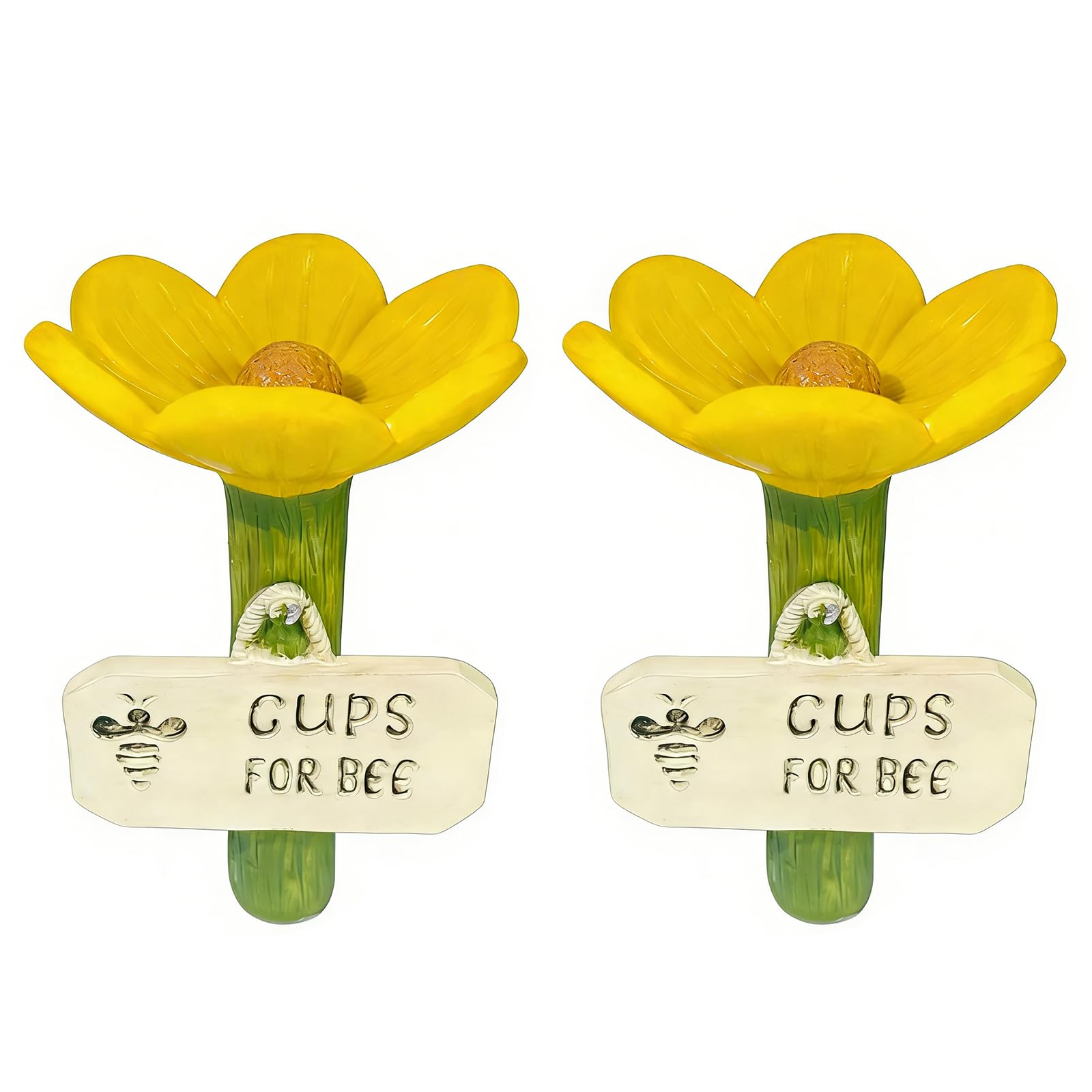 Bee Watering Station 2 Pack | Flower-shaped Bee Water Feeder with Stake | Colorful Floral Bee Drinking Cups for Yard Lawn Patio | Hexapod Bee Water Station for Garden Decor