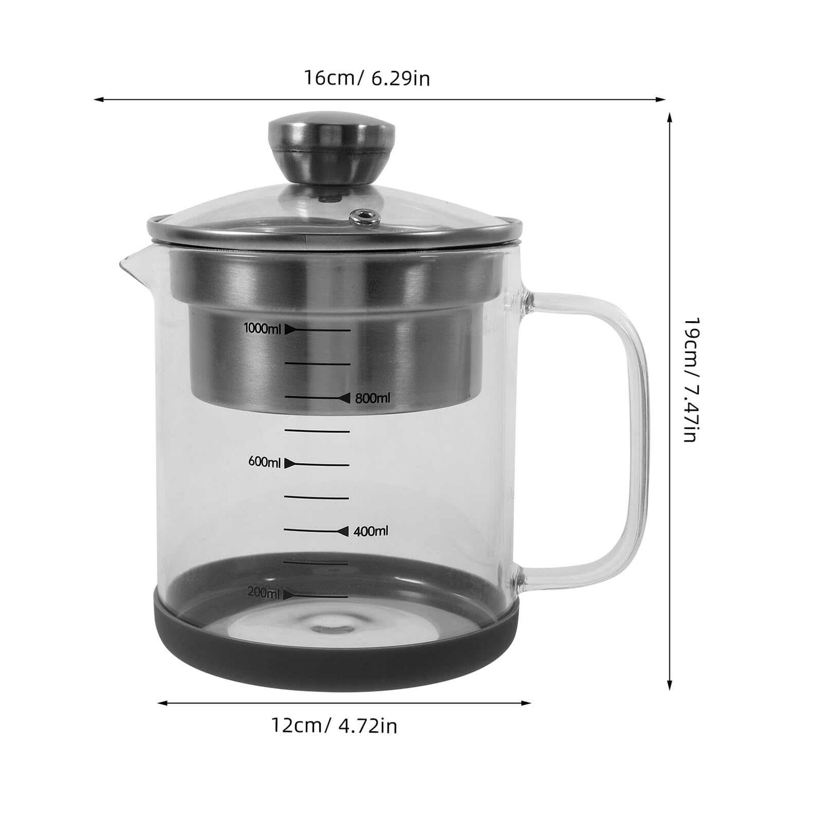 SEWACC Sojamilchfilter aus Glas und Edelstahl mit 1l Fassungsvermögen Feines Küchensieb zum Kochen und Teesieben für Küche und Kochen