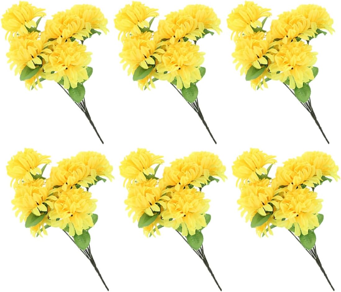 Memorial Flowers 6 Bundles Cloth Fabric Plastic Chrysanthemum Xmas