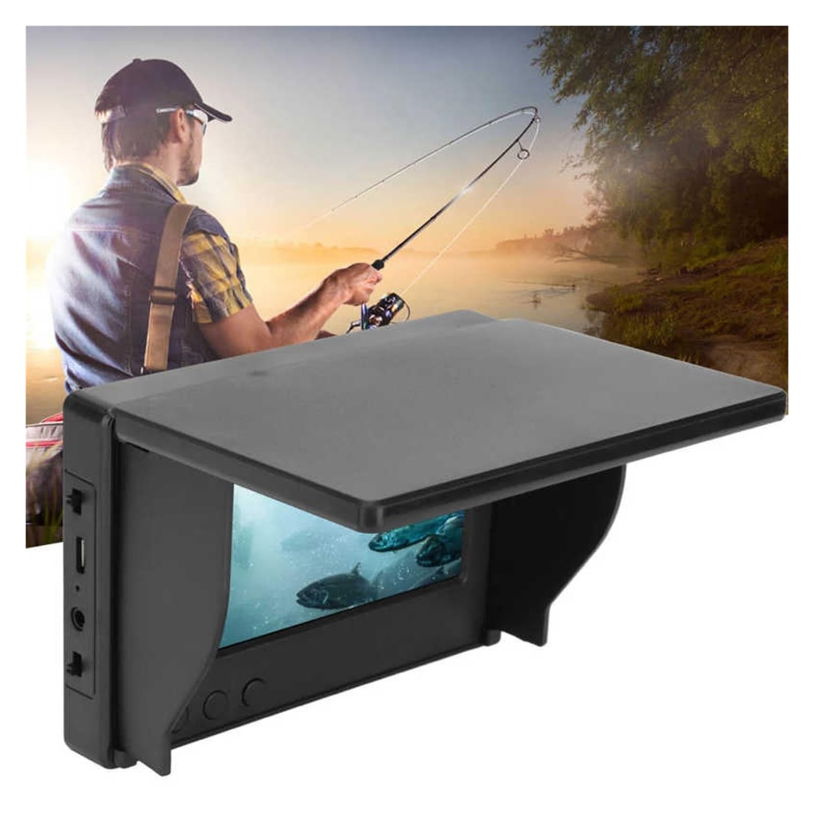 Pantalla de buscador Peces 4,3 Pulgadas IPS Pantalla Completa 800x480 Entrada CVBS Interfaz,5mm con Visera Sol for Pesca Tamaño Compacto