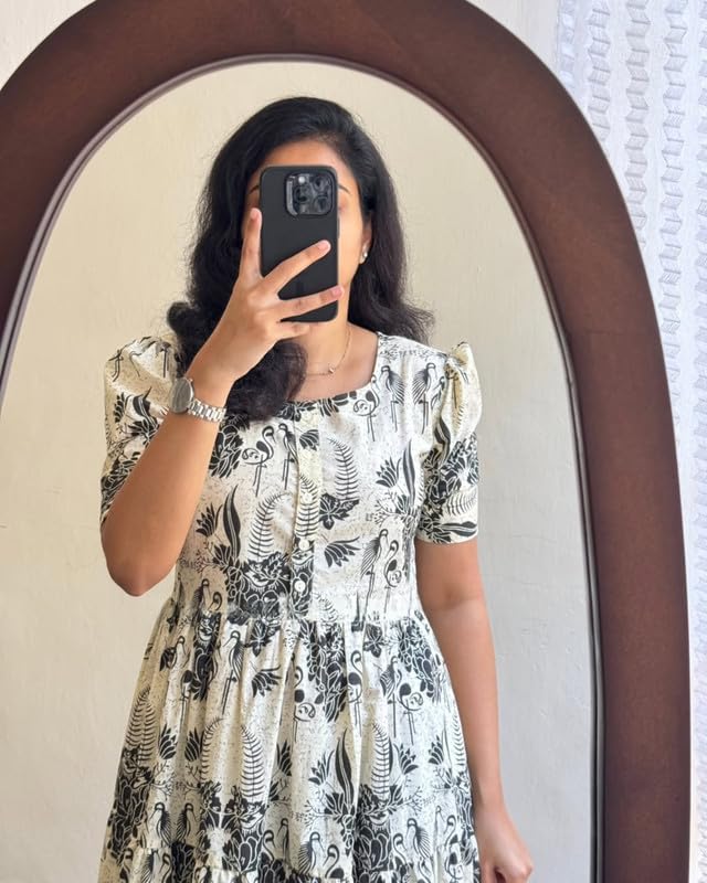 Image of Floral Midi Dress for Women - Summer Boho Dress, Lightweight & Breathable, Elegant Floral Print, Casual & Vacation Outfit, Comfortable Flowy Dress for Women