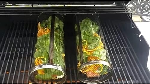 Miniatura 7 de Cesta enrollable para parrilla, accesorios para barbacoa, cilindro de malla de alambre de acero inoxidable, cesta de chips de verduras, cesta de