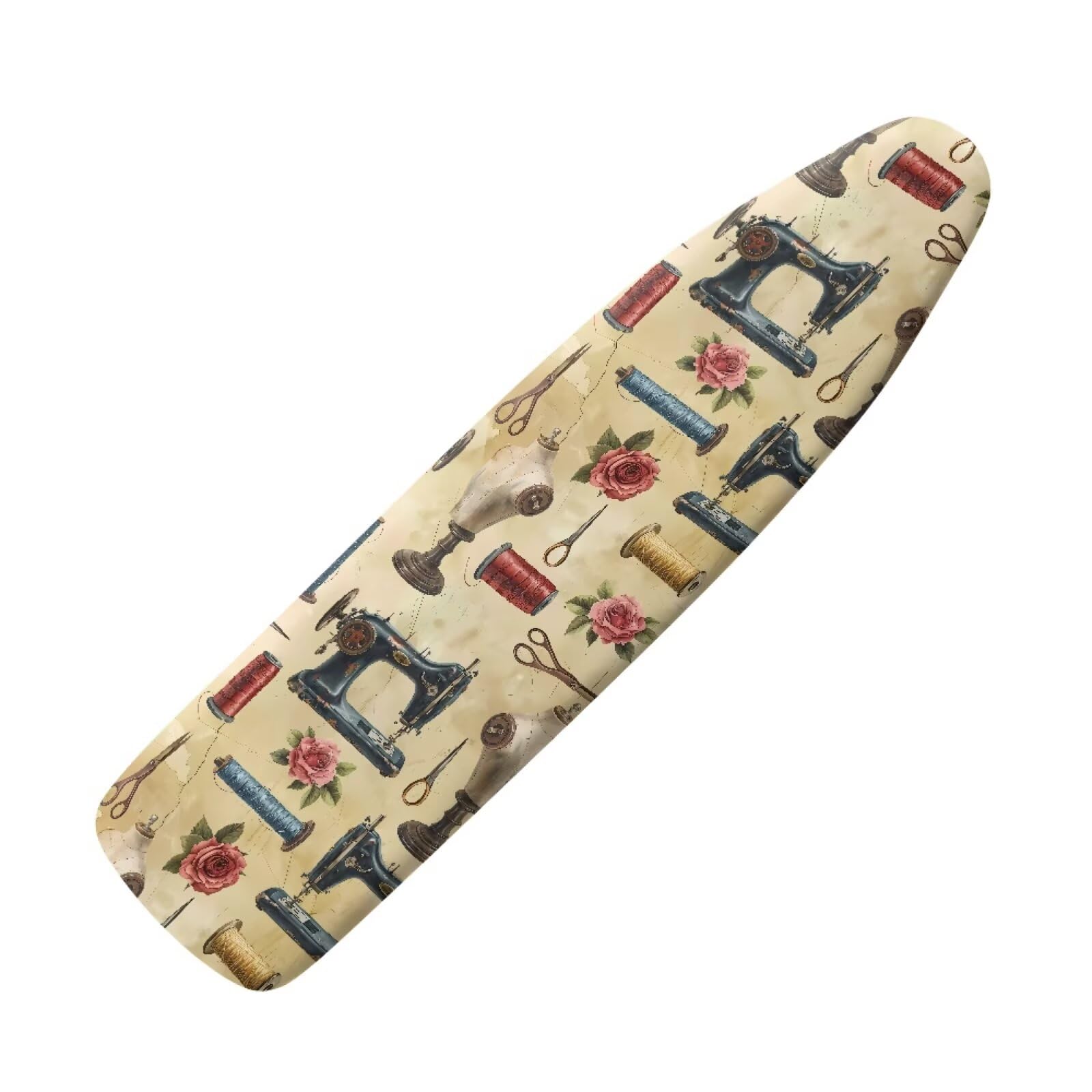 Ironing Board Cover, Standard Size 15x54, Sewing Machine Rose Print, Elastic Edge, Resist Scorching, Adjustable Fastener, Fashion Iron Board Covers