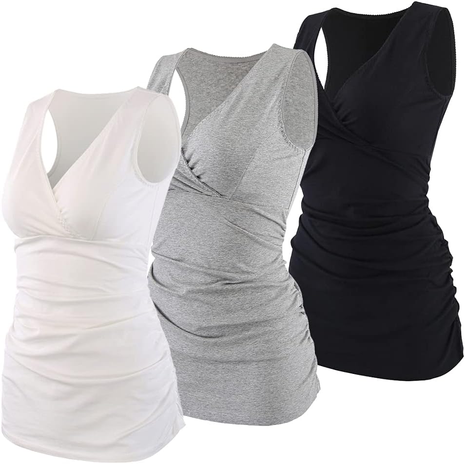Women's Cotton V Neck Tank Top for Maternity and Nursing