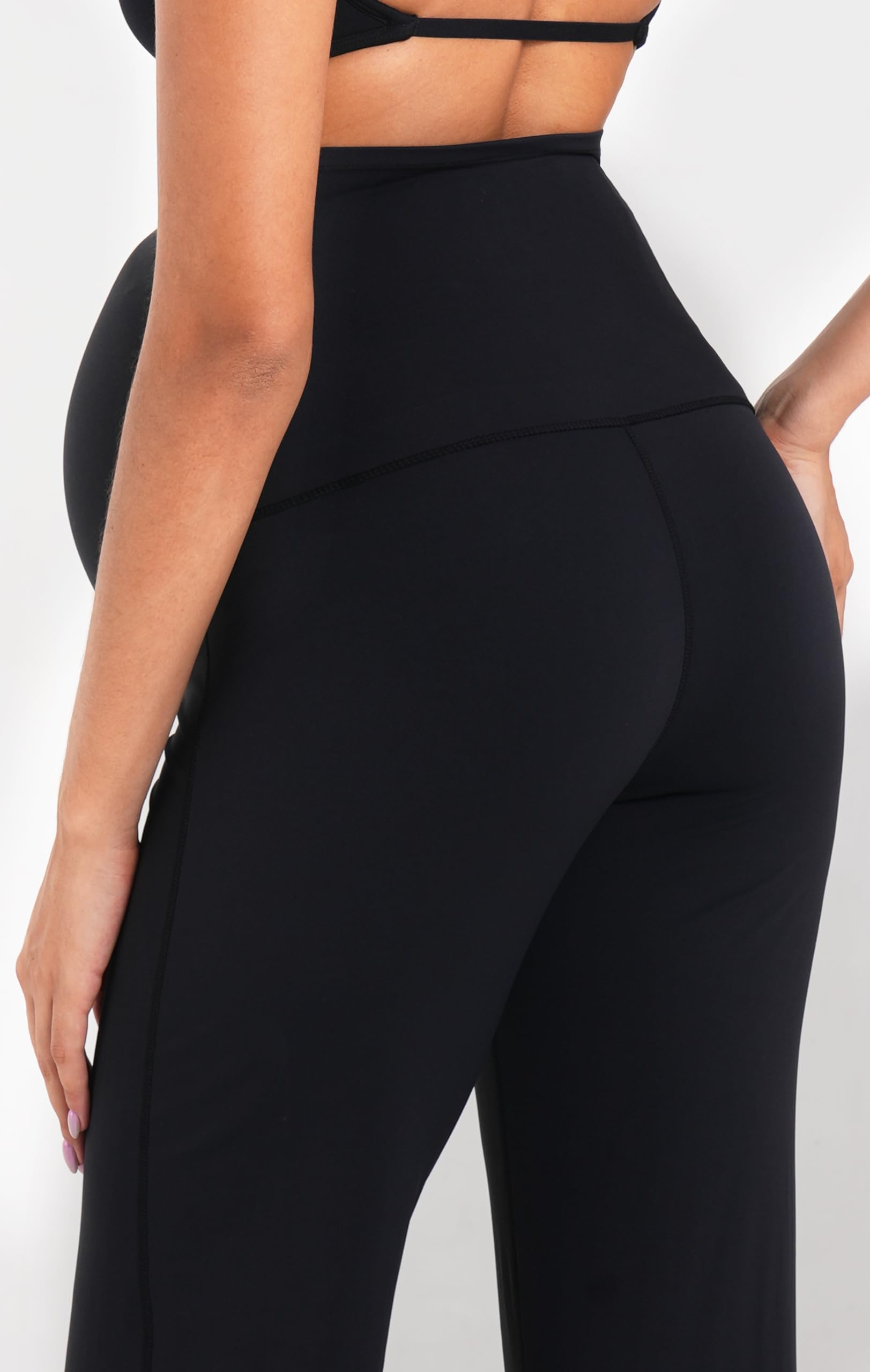 Sunzfly Umstandshose mit weitem Bein über dem Bauch, fließende Schwangerschaft, Lounge, Yogahose mit optionalen Taschen, dehnbar und stützend
