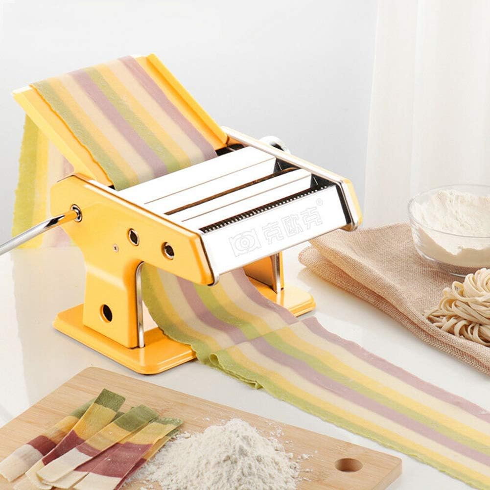 TOPCHANCES Manual Pasta Machine, Stainless Fresh Dumpling Dough Skin Noodles Pasta Press Maker Roller Machine