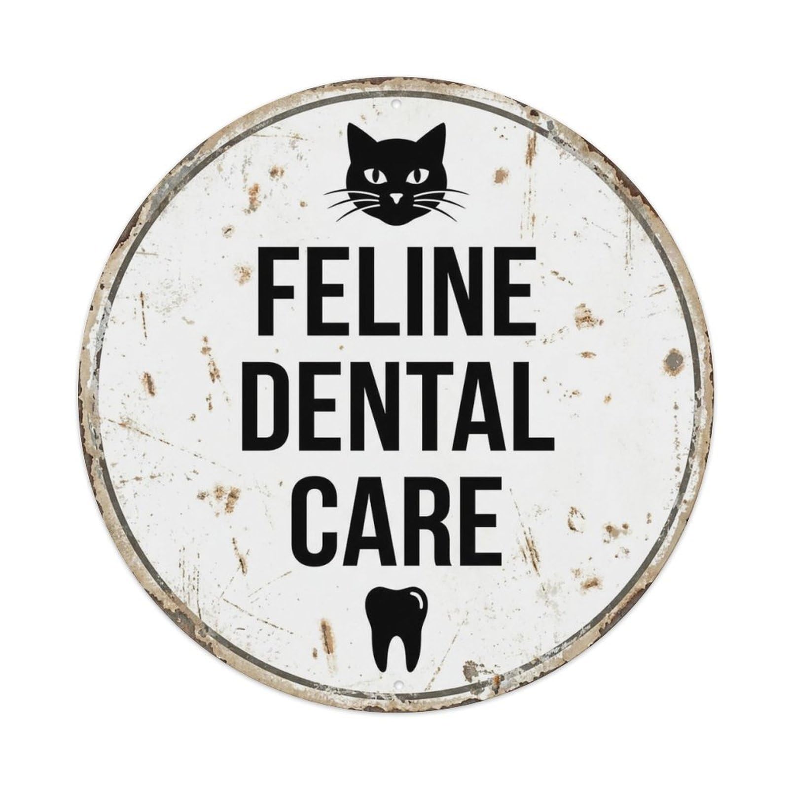 Vintage Feline Dental Care Decor Metal Tin Sign