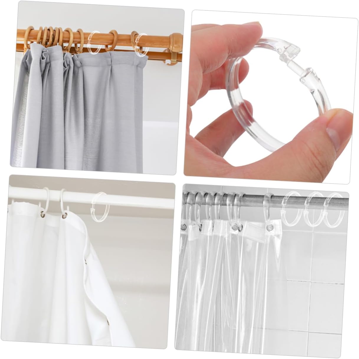 Mobestech 5sets 20pcs Transparent Shower Curtain Hooks Smooth Round Rings for Easy Sliding Bathroom Rods Sturdy Design for Home Use Shower Curtain 20pcs*5