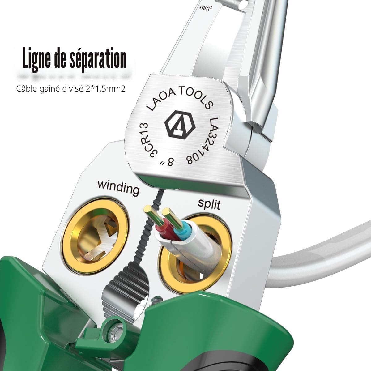 LAOA Strippeuse de fil avec fonction de mesure de l'électricité, piqûre de décapage de fil 8 en 1 pour les fils de coupe et de tirage, ciseaux de câble pour gratter et appuyer des fils (LA324108)
