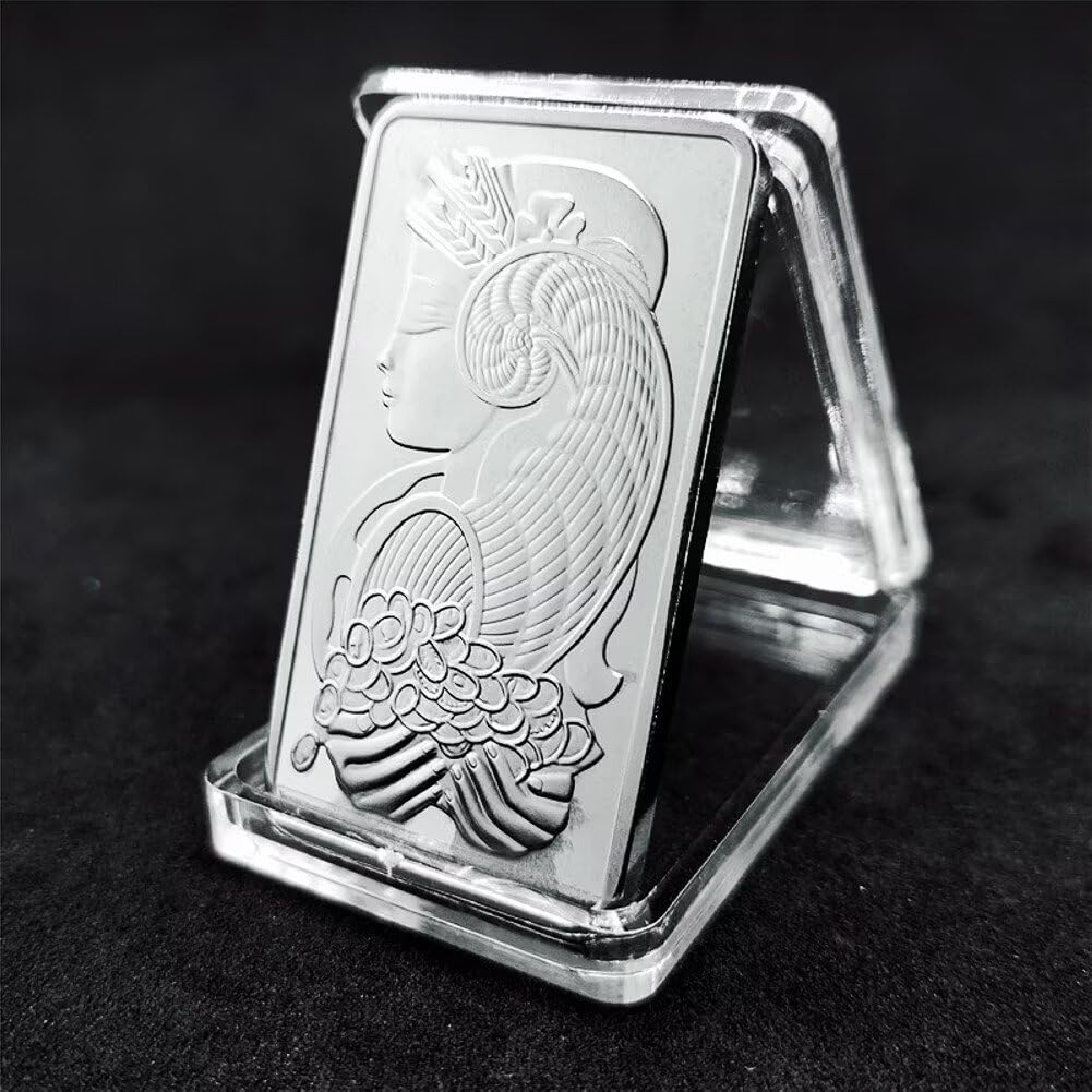 Suisse Lady Fortuna Silver Bar, Replica Silver Bullion for Paperweight Movie Prop Novelty Gift