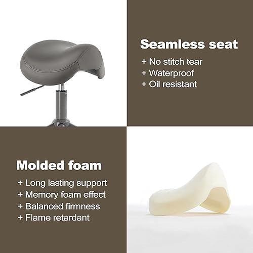 Vista 31 de Taburete hidráulico giratorio 503 de altura ajustable para clínica, enfermería, spas, salones de belleza, dentistas, oficina en casa