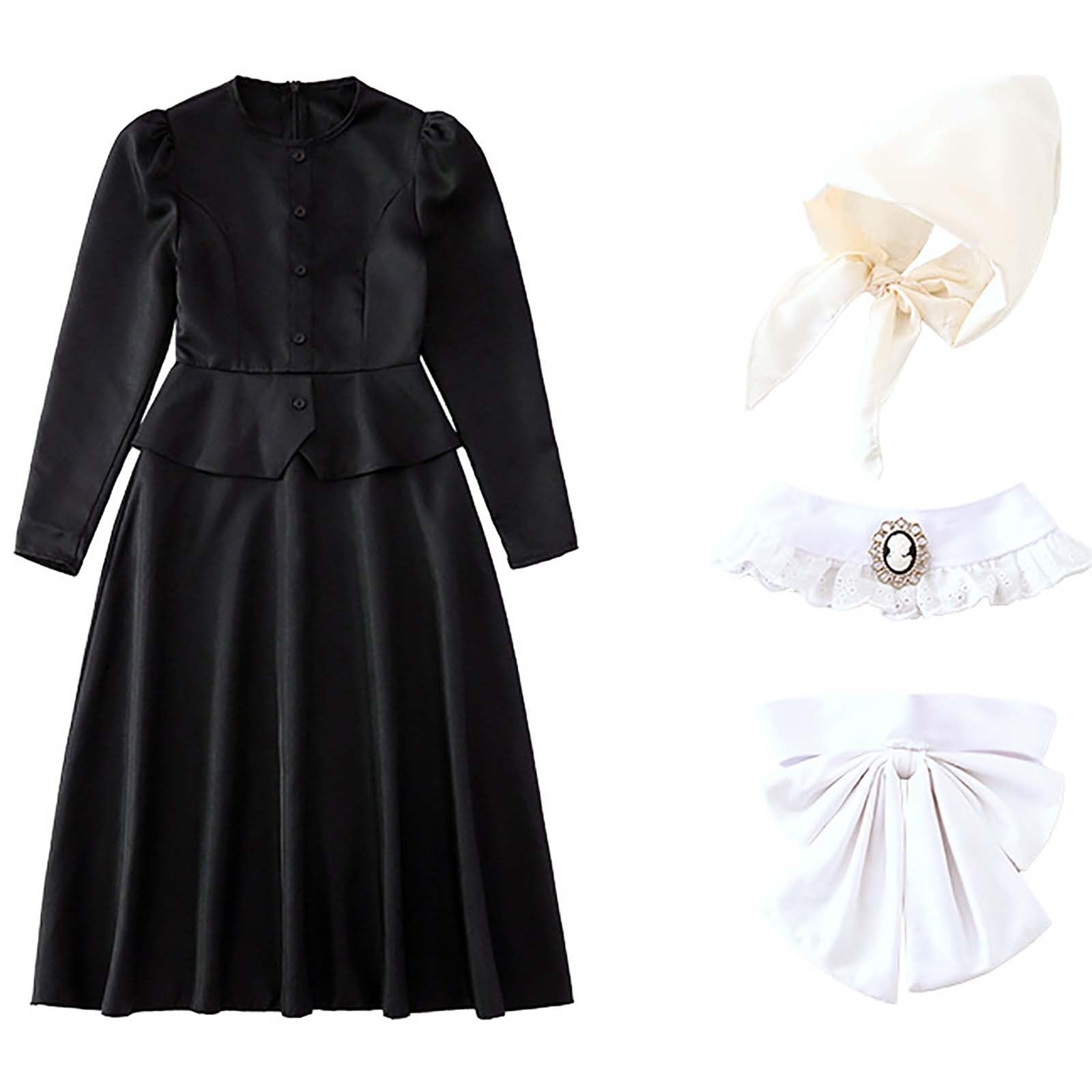 Generisch Vestito da bambina per la scuola, per feste di Halloween, in pizzo, comodo, traspirante, ideale per scuola, giochi, feste e cosplay