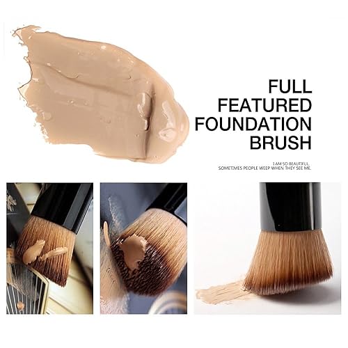 Miniatura 5 de Brocha de base Kabuki de base plana  Brocha de bambú premium para maquillaje facial para base de polvo rubor  Pulido, punteado, corrector