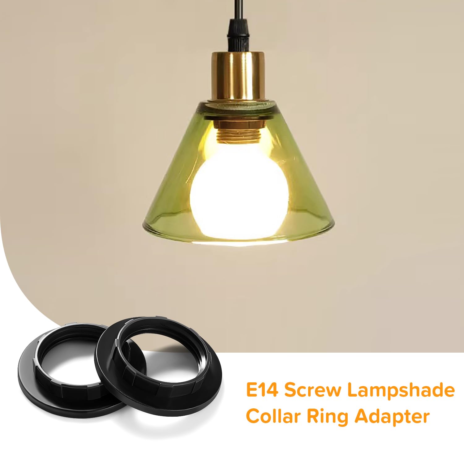 10 Anelli Riduttori E14 Per Paralume - Plastica, Nero, Per Lampade Da Tavolo E Comodino