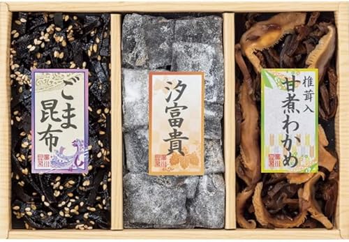 廣川昆布 万味豊秀3品佃煮木箱詰(BM−10) 【 ブランド お中元 お祝い 誕生日プレゼント 内祝い 引き出物 贈答用 お歳暮 お年賀 お正月 高級品 通販 ブランド セット 詰め合わせ 保存 通販 パントリー まとめ買い 定番 ギフト 種類 お土産 手