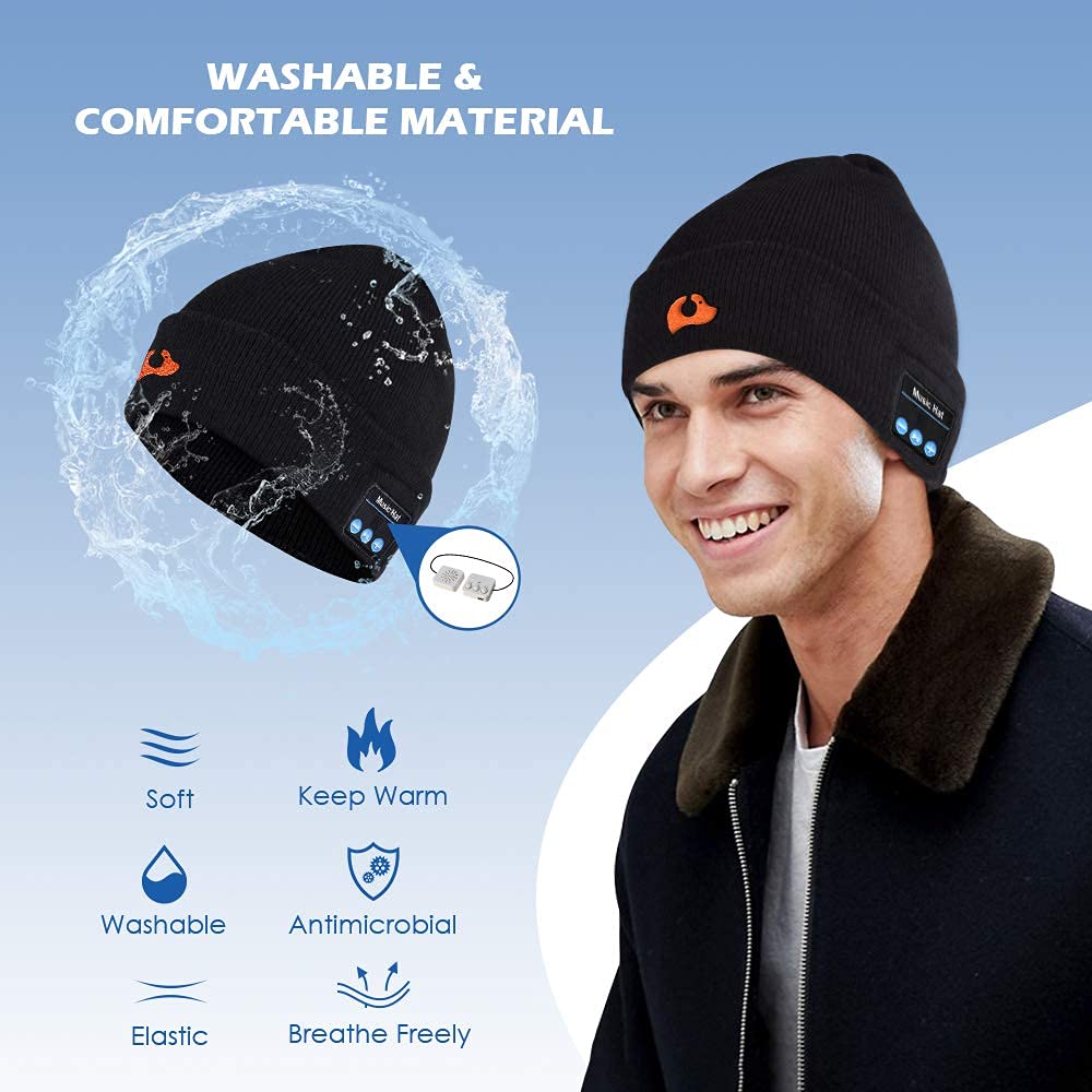 Cappello Bluetooth Idee Regalo Uomo - Cappello Uomo Donna Invernali, Berretto Bluetooth 5.0 Musica Cappello Migliori Regali Natale, Cappello Sportivo da Esterno Campeggio Sci, Ultra Morbidi Lavabili