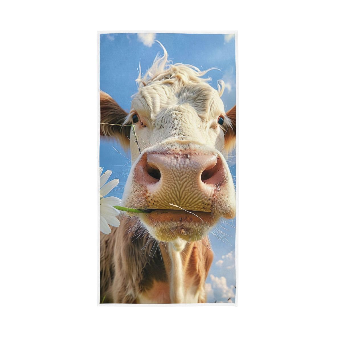 HUYGD Funny Cow Daisy Under Sky Farmhouse Hand Towels Bathroom, Hand Towels for Bathroom, Travel, Camp, Hotel, Spa 15 x 30 Inches