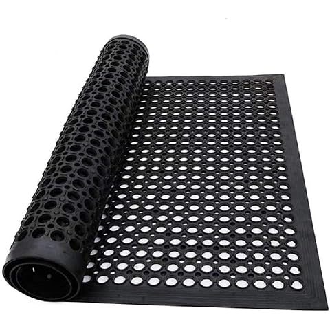 MYOYAY Large Outdoor Rubber Entrance Mats 90cm x 150cm Rubber Drainage Mat Anti Fatigue Non Slip Drainage Door Mat Flooring Heavy duty Commercial Kitchen Floor Mat for Industrial Kitchen Bathroom Cover