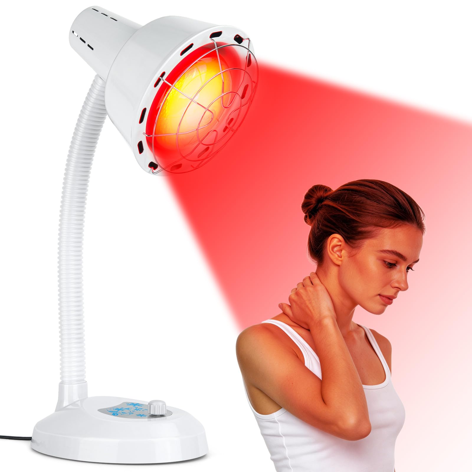 Cozion Lámpara de luz roja de 275 W, con rejilla protectora (blanca)
