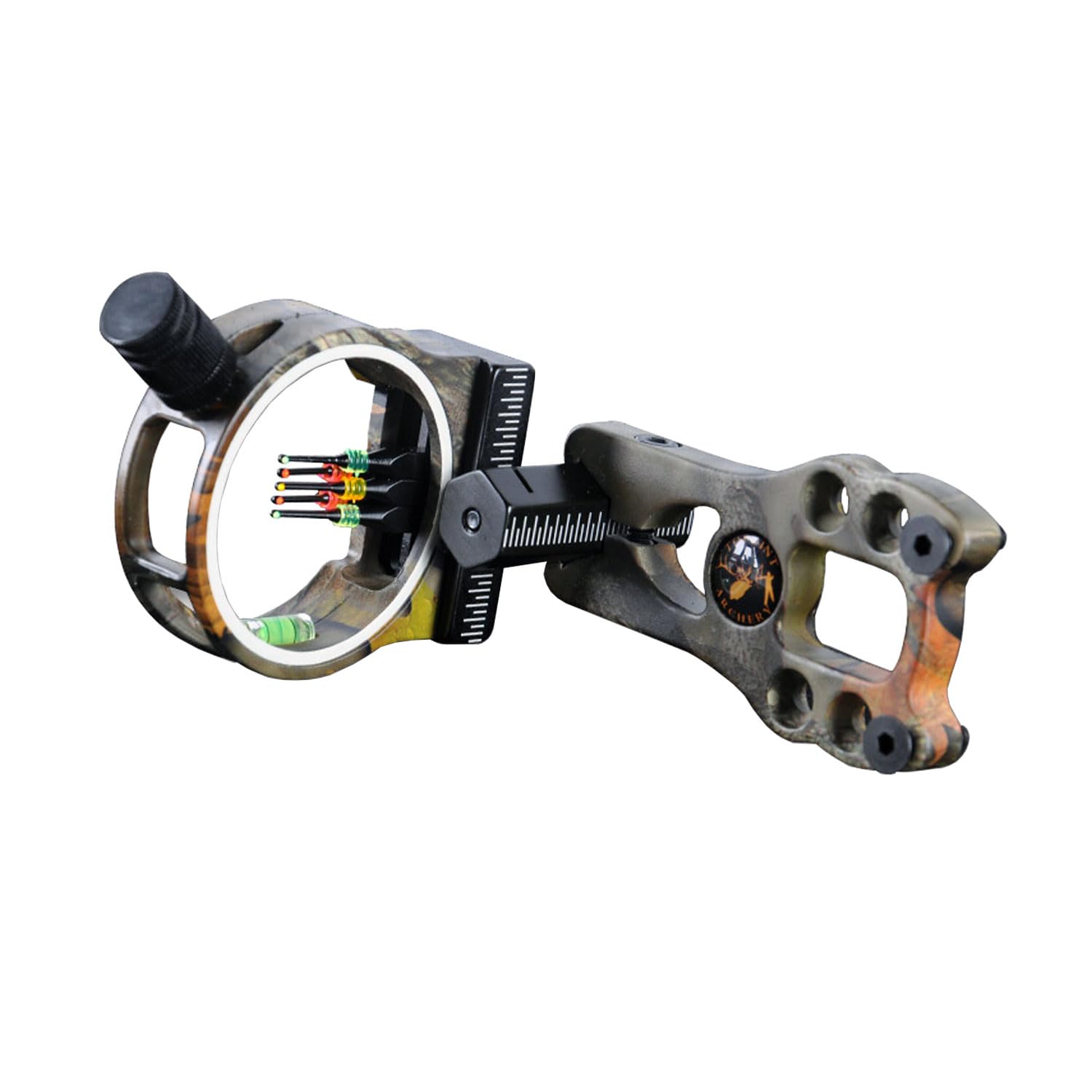 FUNTRESS 5 Pin 0.029'' Fiber Optics Aluminum Machined Right Handed Archery Sight for Compound Bow (Camo)