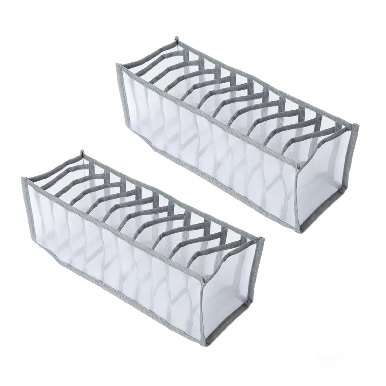 jiujiudefeiji 2pcs Socks Storage Compartment Box Foldable Silk Stockings or Nylon Stockings Storage Organiser Drawer for Divider Foldable Panties Socks Tie Organizer Gray 11 Cell
