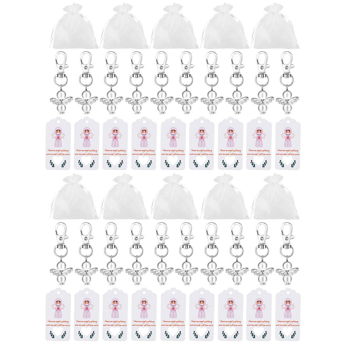 ABOOFAN 60sets Portachiavi Angelici Con Sacchetti Per Medici Regali Per La Giornata Del Medico Accessori Decorativi Per Borse Pratici e Leggeri Per Eventi Speciali e Feste