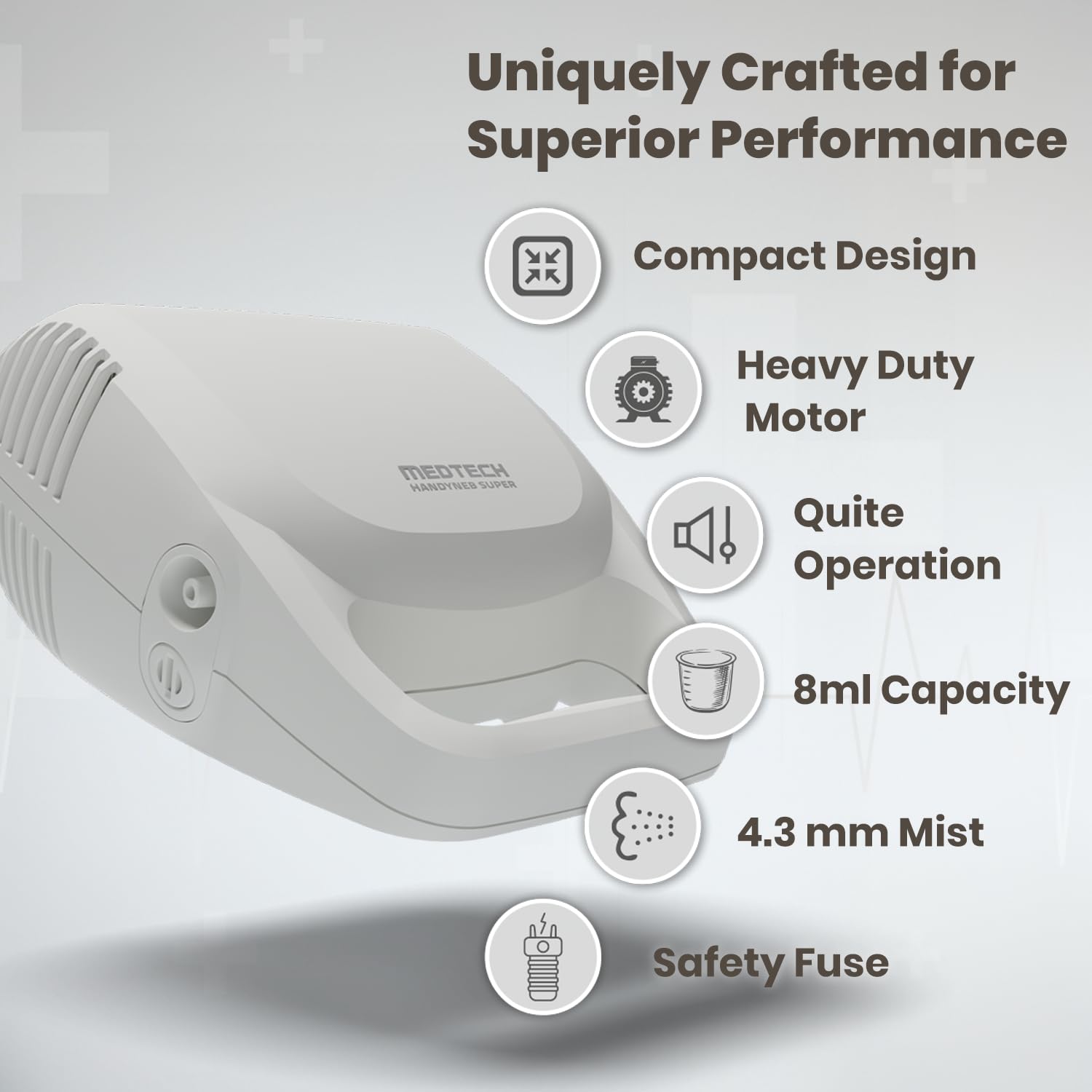 MEDTECH® Super Nebulizer Machine for Adults and Kids | Ultra-Compact Nebulizer with Adult & Child Masks and Mouthpiece | Low-Noise Nebulizer for Home | 2-Year Warranty - Image 5 thumbnail