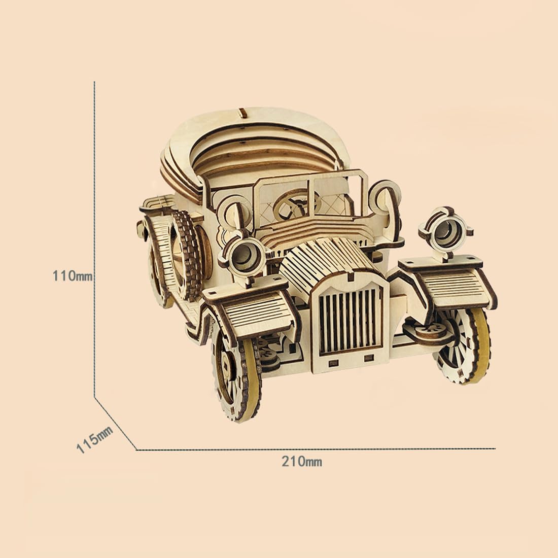 3D Auto Holzpuzzle Modellbausatz, 220 Teile DIY Retro Cabrio Holz Puzzle Modellbau, Selbstmontage Mechanisches Holzbausatz Weihnachten Deko Bildung Erwachsene