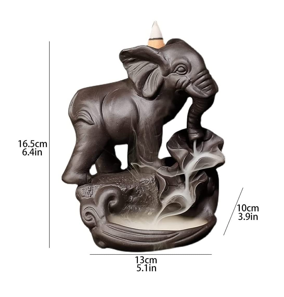 Fuentes de Incienso,Yoga Soporte De Incienso Cerámica Elefante Quemador Reflujo Estatuilla Soportes Cono Decoración del Hogar Zen(A)