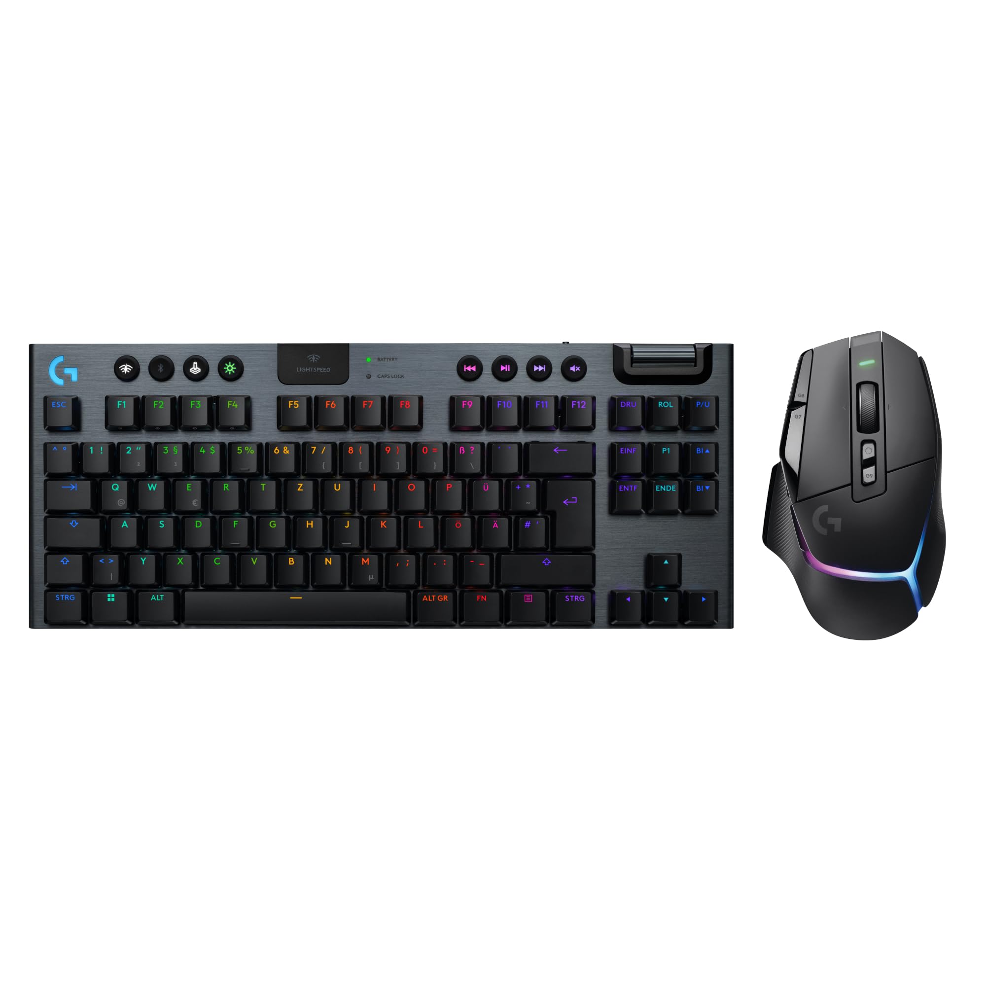 Logitech G G915 X Lightspeed TKL - Flache kabellose Gaming-Tastatur Double-Shot-PBT-Tastenkappen, taktilen GL-Switches, PC/Mac, DEU QWERTZ, 502 X Plus Lightspeed Wireless RGB Gaming Mouse
