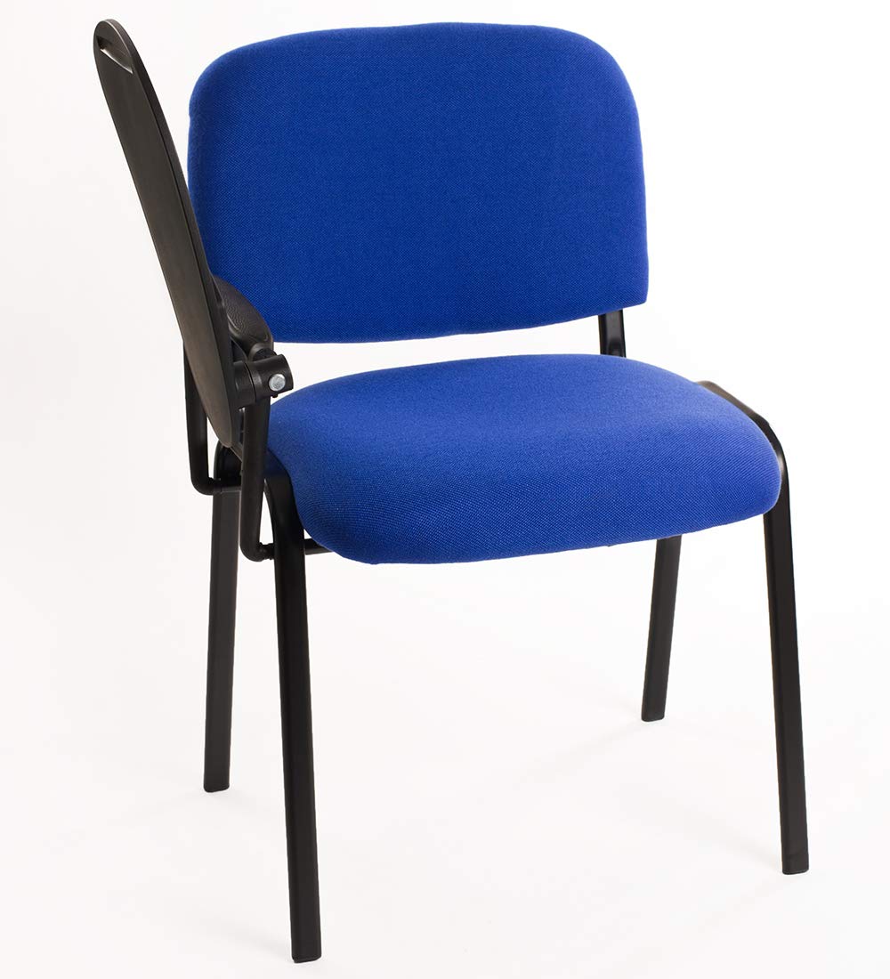 Notek 6 sedie Impilabili in Tessuto con Ribaltina scrittoio tavoletta per studio sala conferenza convegni (Blu)