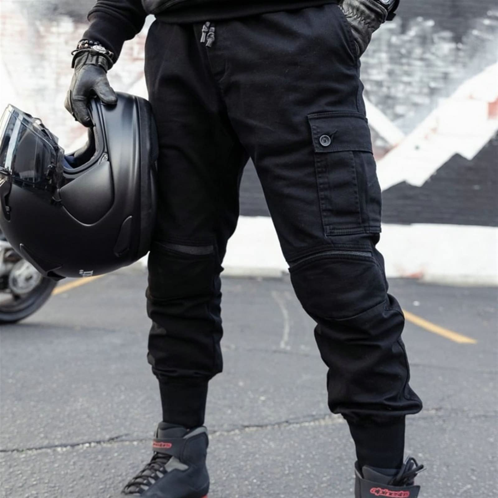 Jeans Da Moto Pantaloni Moto Uomo Con Armatura La Fodera In Aramide È Resistente Agli Strappi 4 X Gambali for Armature CE (Color : BLACK upgrade, Size : XXL)