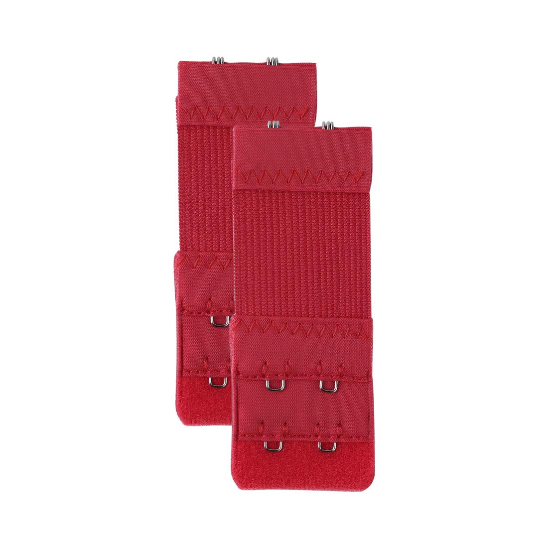 sourcing map Women 2Pcs Strechy Bra Extenders, 2x2/2x3/2x4 Hooks Elastic Back Bra Extension Strap Bra Band Red 2 Rows 2 Hooks