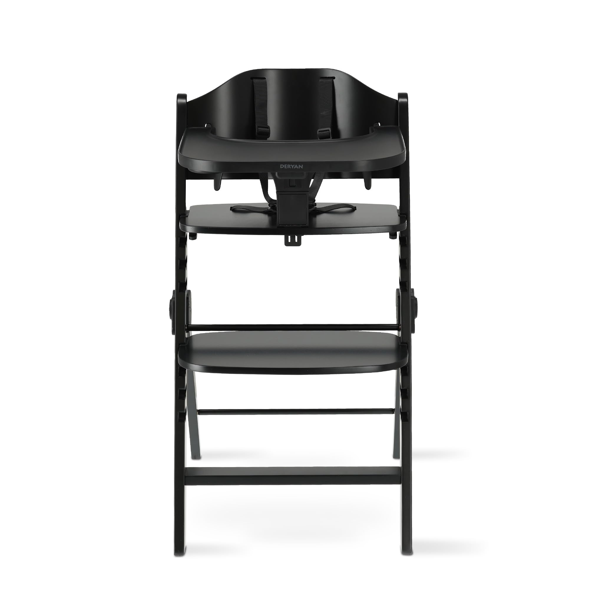 Deryan Odin Chaise Haute évolutive 3en1, Pour Bébé Ergonomique, 0 à 4 ans, Inclinable, Pliable, Avec Hauteur réglable, Repose-Pieds, Plateau Amovible, Chaise Enfant Pliable dès la Naissance, Noir