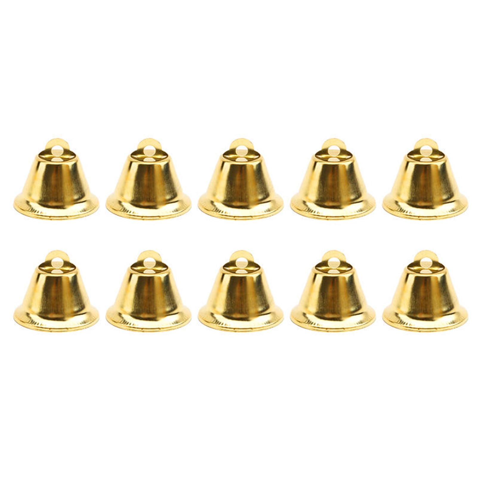 Oaieu 38Mm 10Pcs Christmas Tree Diy Crafts Gold Jingle Bells Mini Open-Horn Bell Decorative Wind Chime Holiday Accessory(38Mm)