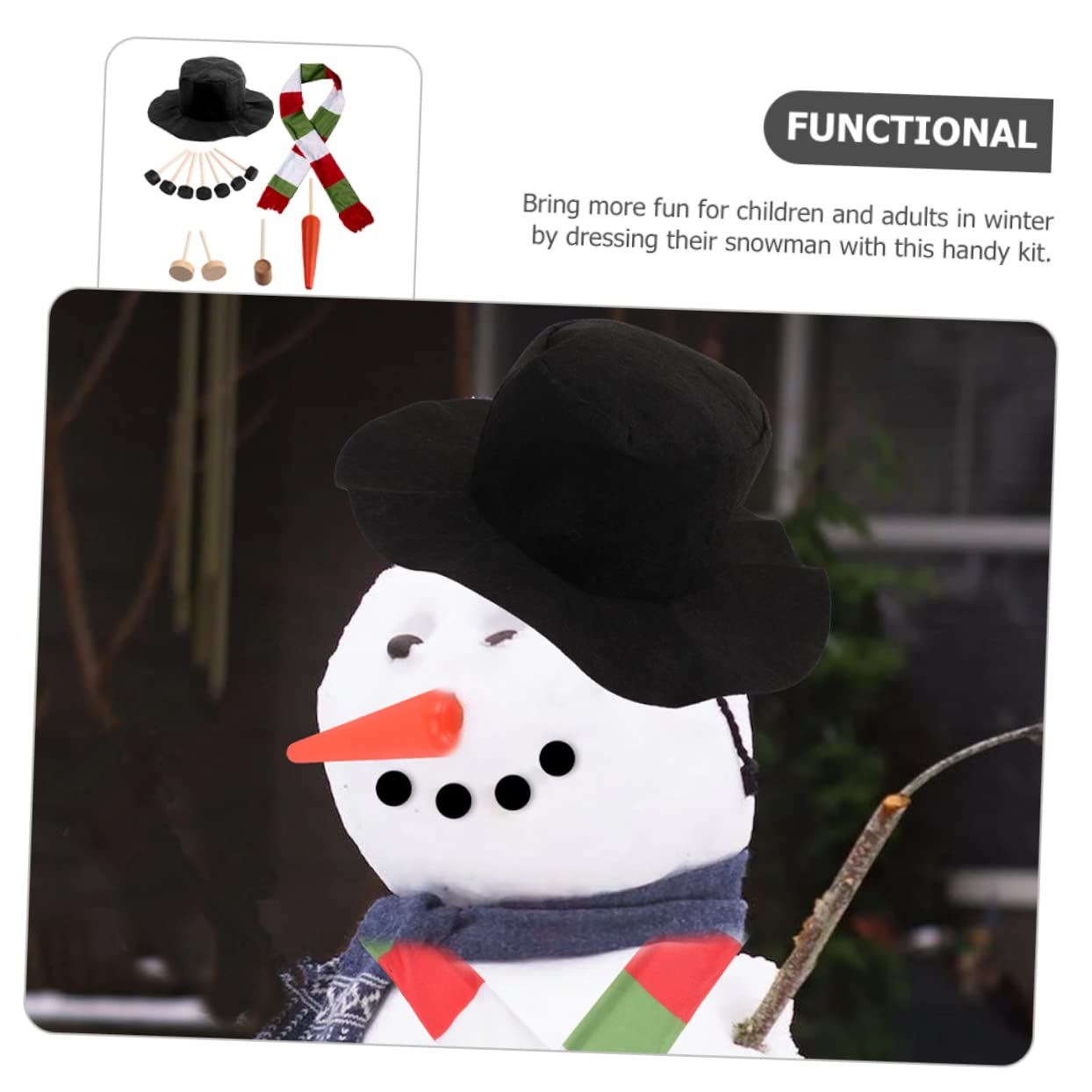 TOPBATHY 3 Sätze Schneemann verkleiden Winter weihnachtsschneemann dekore weihnachtsbekleidung weihnachtsklamotten Schneemann Macht Requisiten Schneemann, der Stütze verziert hölzern