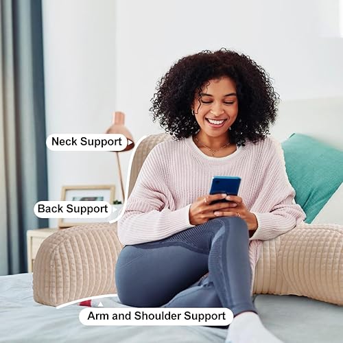 Miniatura 9 de Holawakaka Almohada de lectura para adultos con brazos, almohadas de respaldo para lectura y descanso para sentarse en la cama, descansar en cama,