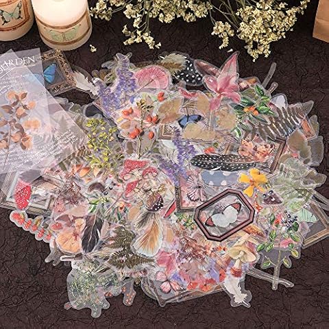 Vintage Plant Stickers, RisyPisy 240pcs(6 Packs) Flower Decorative Sticker for Scrapbooking, MacBook, Journal, Planners, Notebooks, Album Cover