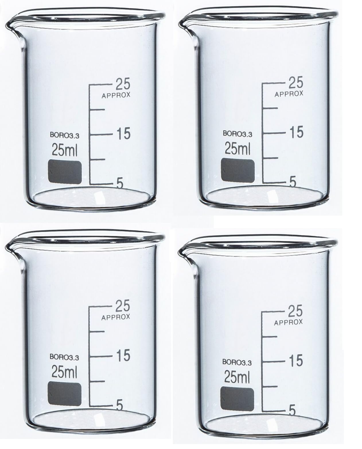 Verre doseur Boro 3.3 pour laboratoire (25 ml, lot de 2)