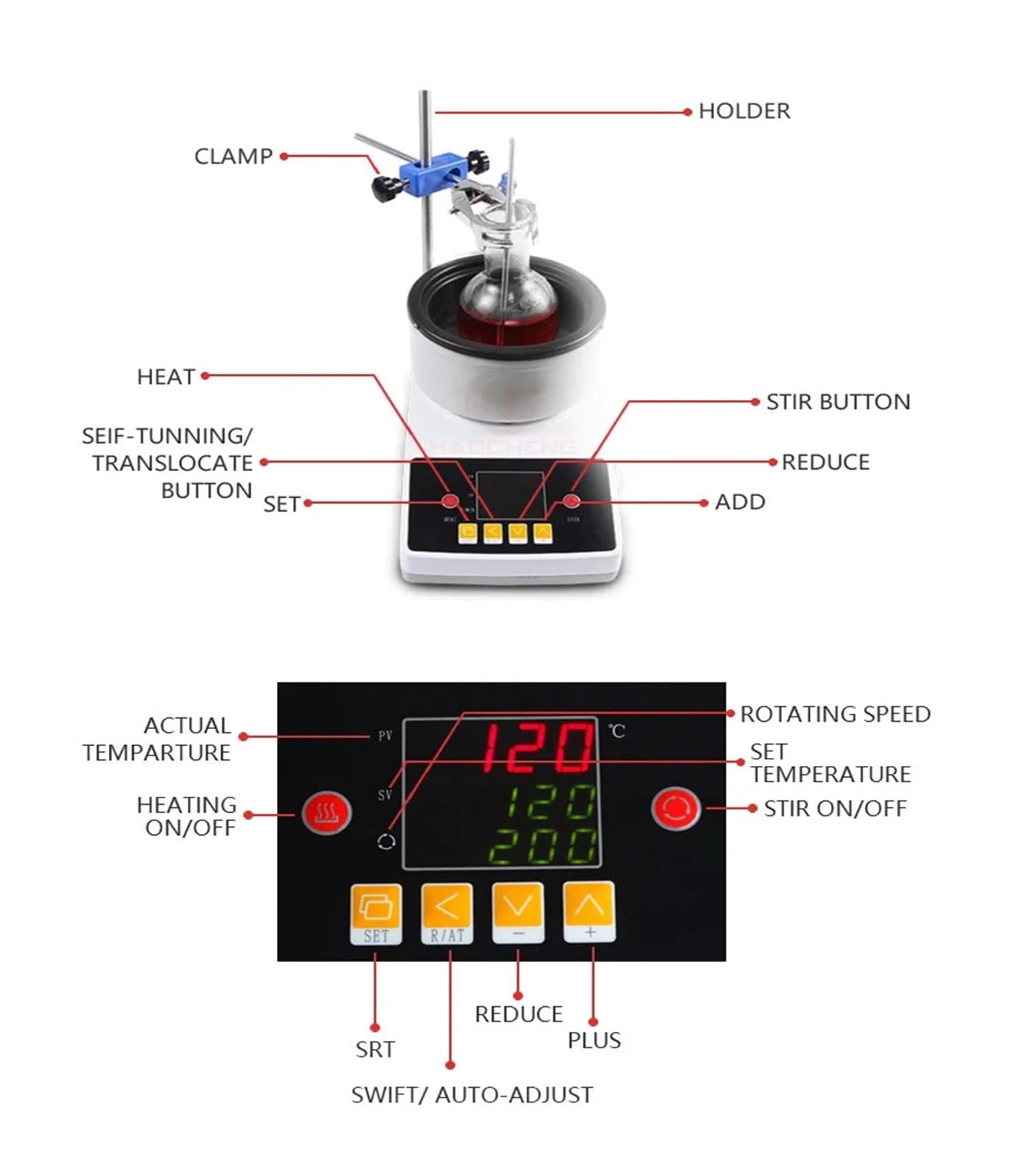 Baño María, Baño de agua/aceite de laboratorio de 1800 rpm, 2000 ml, recipiente calefactor termostático de 2 l con agitador magnético