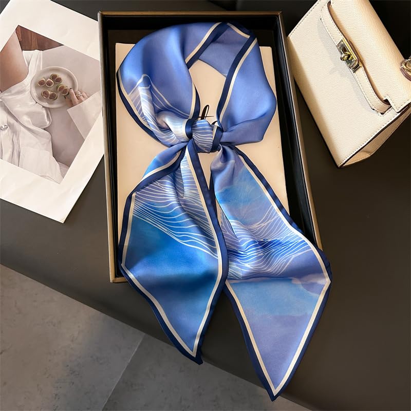 Image of Head Hair Scarf for Women,Silky Long Headscarf Purse Bag Scarfs for Handbag Fashion Satin Neck Scarves Accessories