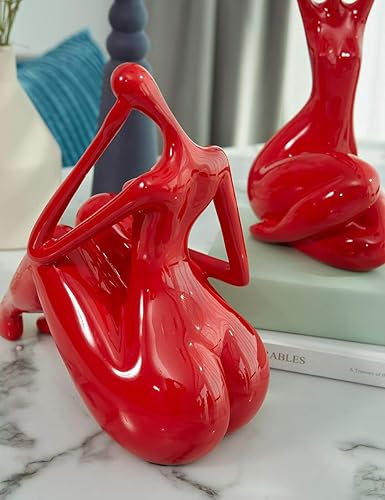 Miniatura 8 de HAUCOZE Estatua decorativa de escultura de mujer, estatua de arte moderno, poliresina, 11 pulgadas