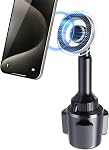 OQTIQ Phone Cup Holder for Car Mount Compatible with MagSafe, Quick Extension Long Arm and 360° Rotation, Fits 3"-4" Cup Holders - Stable & Secure for iPhone 12-17 Series, Not Charger