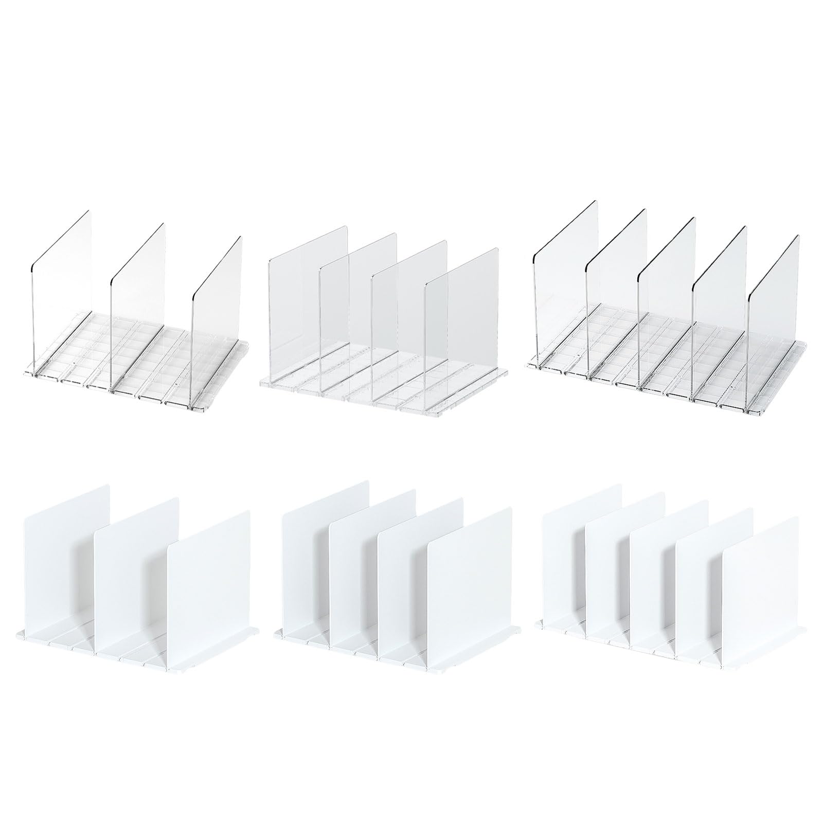 Separadores de estantes transparentes ajustables para armario, separador de almacenamiento multiusos con diseño resistente