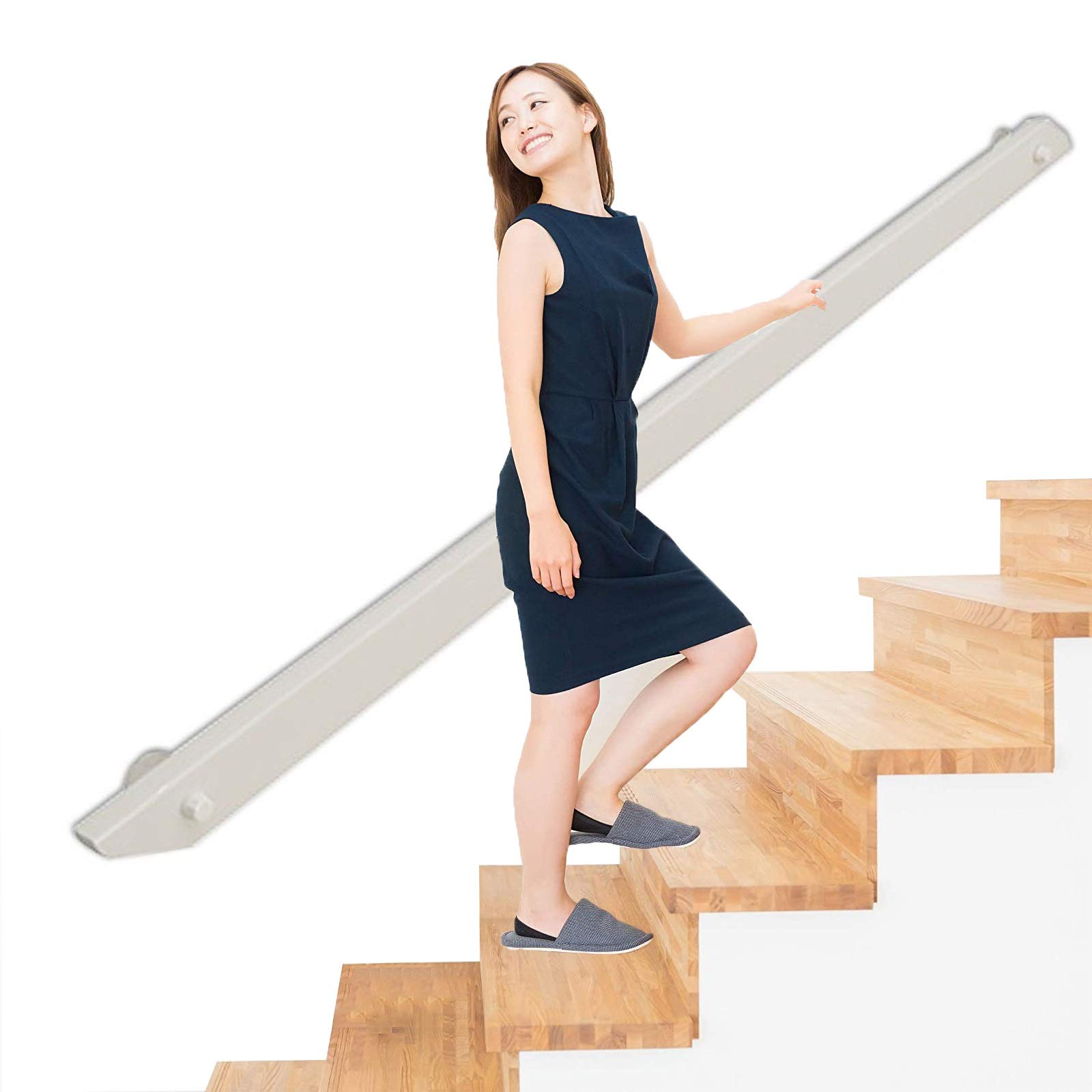 Barre de support de couloir en bois blanc pour escalier de villa et loft