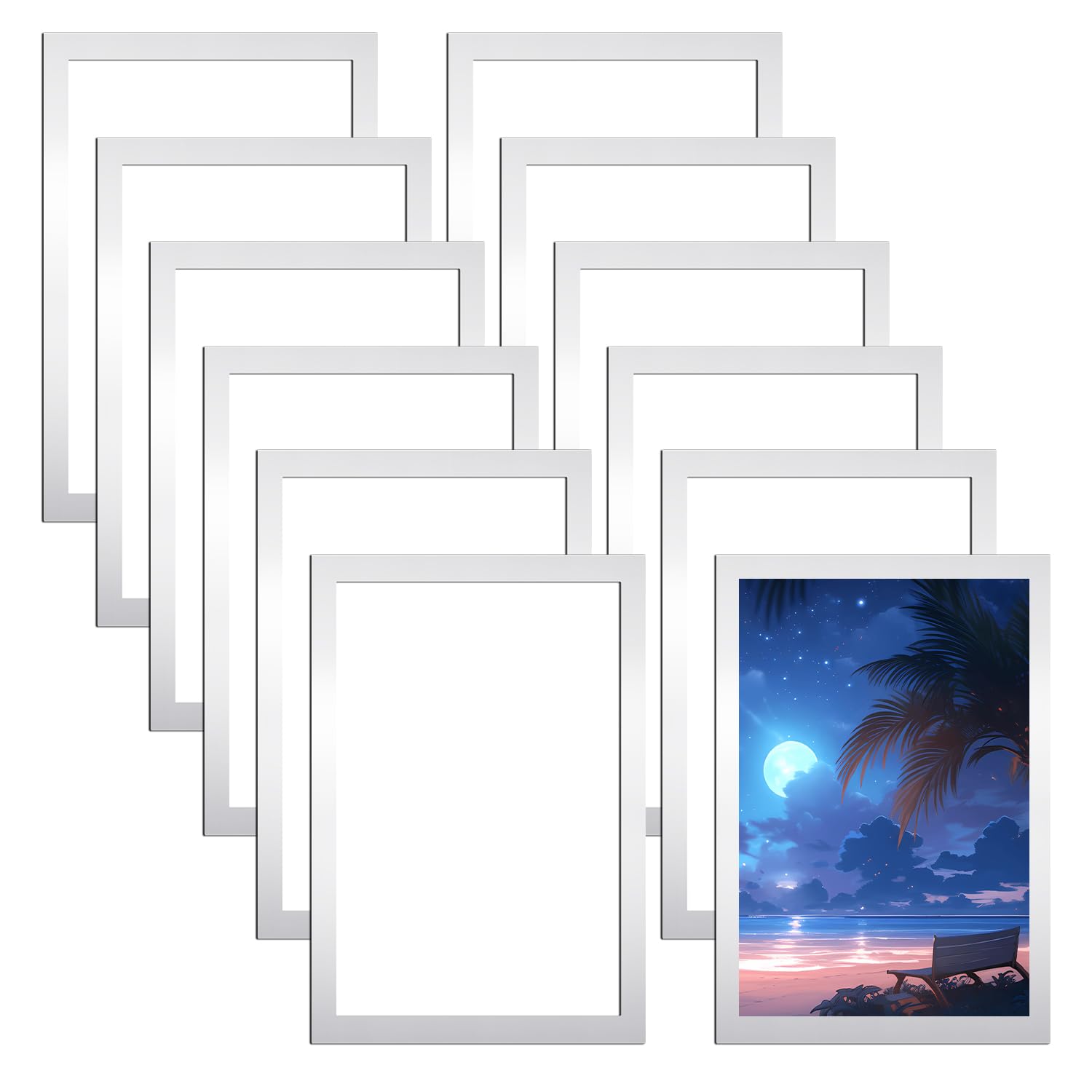 12 Sztuk Magnetycznych Ramek Samoprzylepnych,Ramek Magnetycznych A4,Samoprzylepna,Magnetyczna Ramka Na ZdjęCia,do Dekoracji śCian W Domu,Rama Zewnętrzna Wymiary: 32 X 24 cm